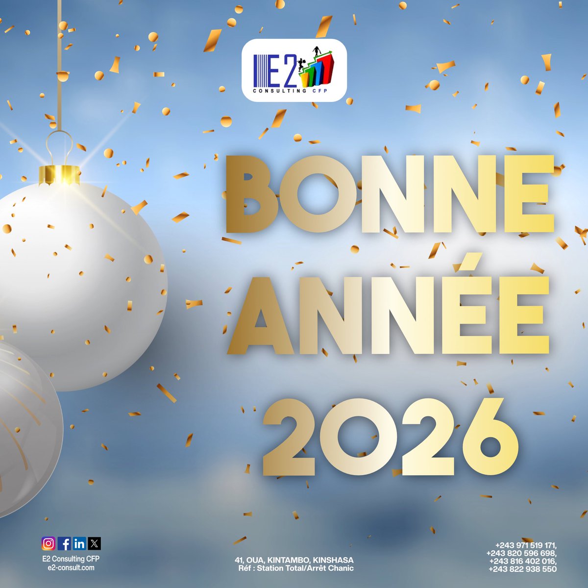 consulting_e2's tweet photo. ✨ Bonne année 2026 ! ✨
Toute l’équipe E2 Consulting vous souhaite une année de réussite, d’opportunités et de croissance.
Merci pour votre confiance 🙏
🚀 Le meilleur est à venir chez E2 Consulting.

#BonneAnnée2026 #E2Consulting #NouveauxDéfis #SuccessAhead https://t.co/o1P937EOjw