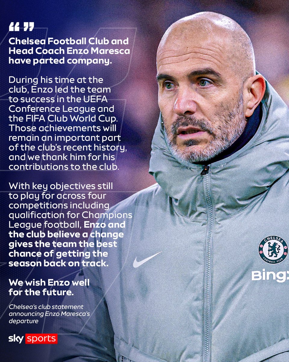 SkySportsPL's tweet image. Chelsea's club statement announcing the departure of Enzo Maresca 📃