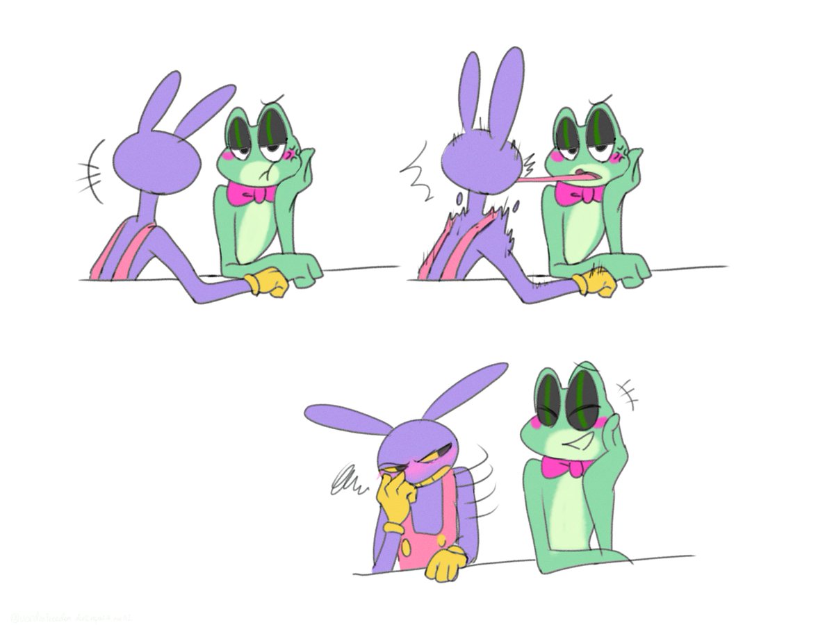 酔っ払い🐰とそれを見守る🐸
#ribbitrabbit #TheAmazingDigitalCircus