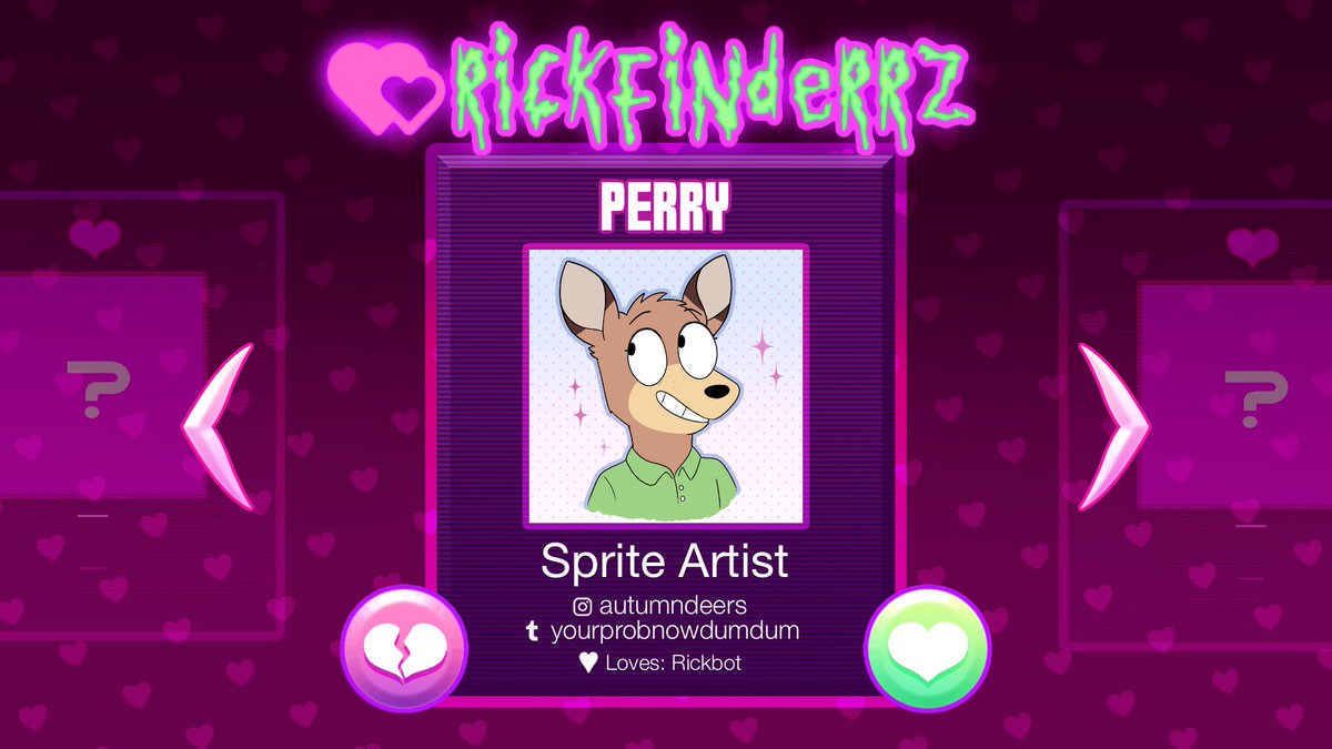 Meet Perry, one of our sprite artists! You'll see their Ricks very soon,,, 😉 Please send them all the love!

insta @ autumndeers
tumblr @ yourprobnowdumdum

♡♡♡♡♡♡♡

(Flier by rickle.guy!)
#RICKFINDERRZ #MeetTheRICKFINDERRZTeam