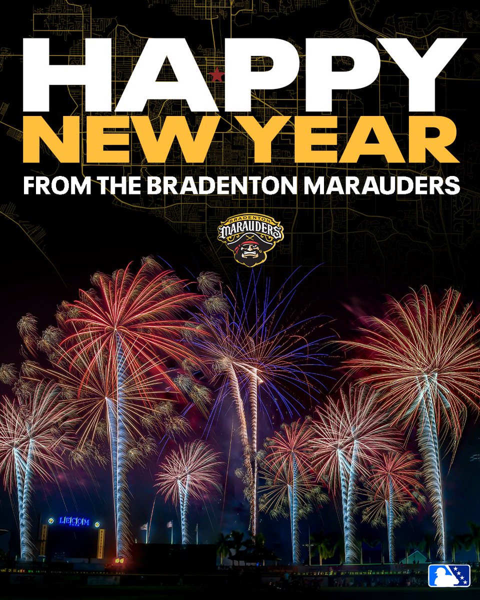 The_Marauders's tweet photo. Happy New Year from all of us at the Bradenton Marauders!🎉 #HappyNewYears #2026 https://t.co/m0ZuWcKQKE