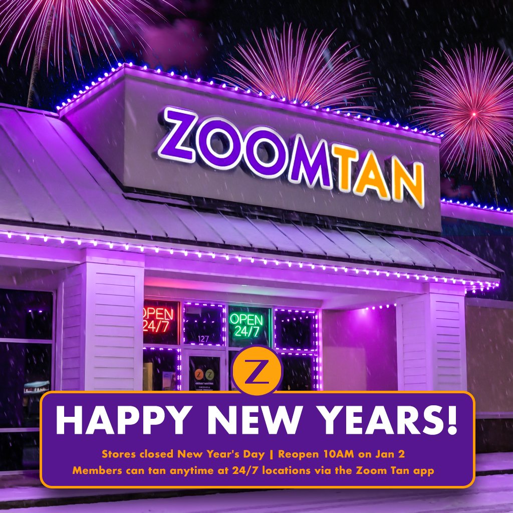 ZoomTan's tweet image. ✨Happy New Year! ✨ We're so excited for 2026 and can’t wait to help you start the year radiant and bronzed. All our salons are closed today, January 1st, and will reopen tomorrow, January 2nd at 10AM.
 
Our membership deals are still available online: 
1️⃣ $26 First Month of Any…