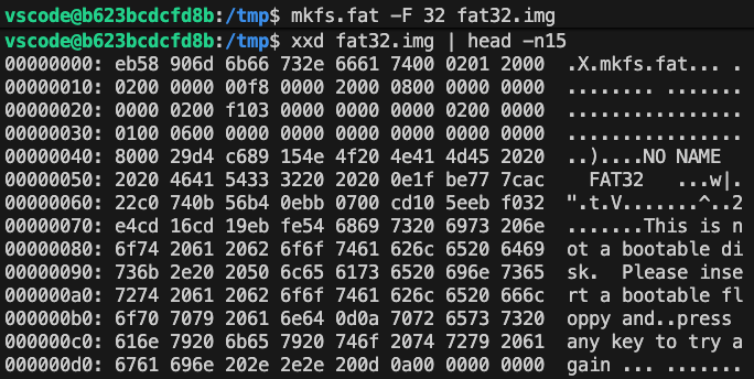 zeek0x's tweet photo. mkfs.fat でフォーマットすると、いまだにフロッピー前提のメッセージが出てきてエモいね https://t.co/rlDjhqsHqX