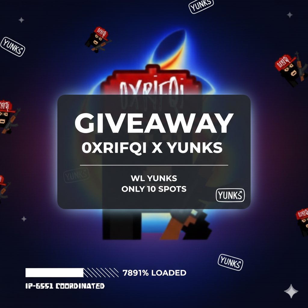 0xrifqiii's tweet photo. ๐พ @yunksclub ๐พ
10 Only WL Spots (Limited)
Join the Yunks Club circle! ๐
FREE MINT - CHAIN BASE
Requirement :
1๏ธโฃ Follow @yunksclub & @rifqijunino1
2๏ธโฃ Like & RT
3๏ธโฃ Join Discord: https://t.co/xfaQkulQh5
4๏ธโฃ Drop EVM Address ๐
โฐ 48 HOURS ONLY!
#NFT #Base #Yunks #FreeMint https://t.co/kggtRmP0iC