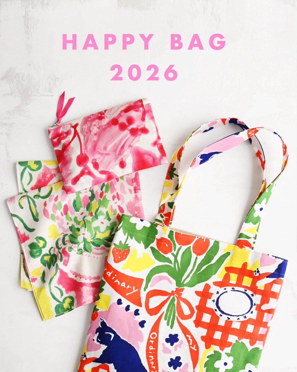 🌈HAPPY BAG🌈

トートバッグ、フラットポーチM、オリジナルハンカチの3点セット

色の雰囲気を4種類から選んで頂けます

manamisakurai.stores.jp/items/695378eb…

⭐︎¥11,000円(税込)
⭐︎オンライン限定50個
⭐︎1/1〜1/5の期間限定販売

年の初めを明るいテキスタイルと一緒に過ごして貰えたら