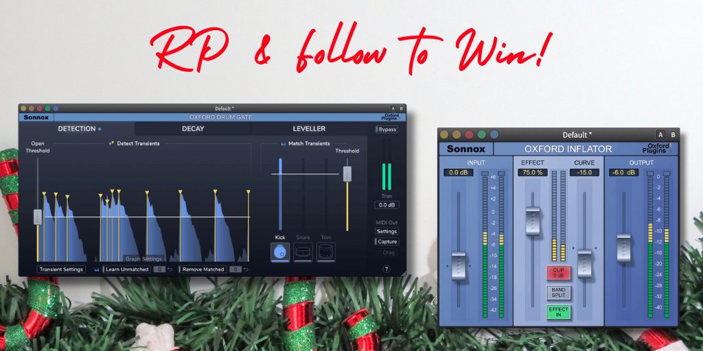 plugindeals's tweet image. REPOST &amp;amp; FOLLOW @plugindeals and @sonnoxplugins to WIN one of the 2 plugins offered by Sonnox: Oxford Drum Gate and Oxford Inflator 🎅 

🎄 sonnox.com

2 Winners chosen January 3