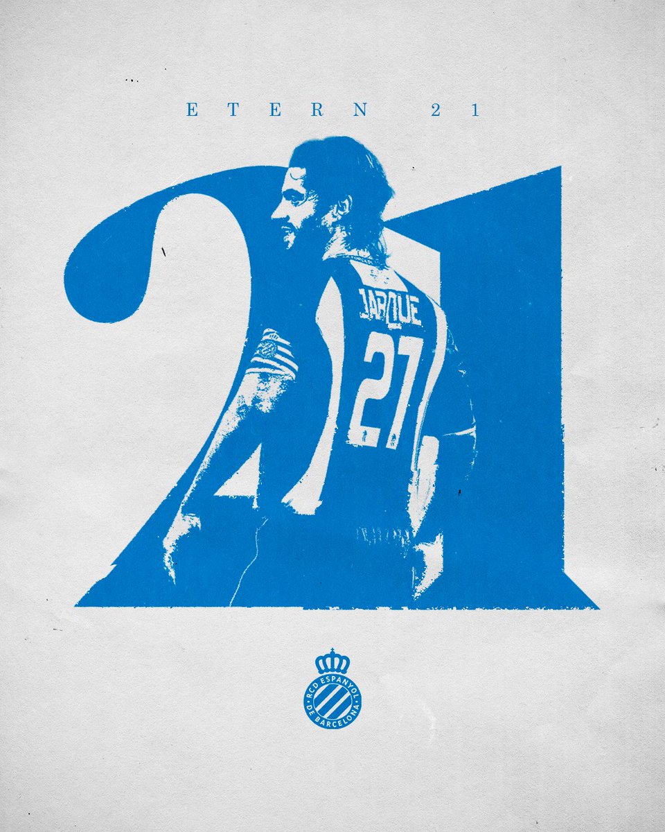 penya_de's tweet photo. Avui et seguim recordant, un any més #eterncapità21 felicitats #DaniJarque 
✨️✌️🙄☝️⚪️🔵 #rcde https://t.co/MGCmFYohU0