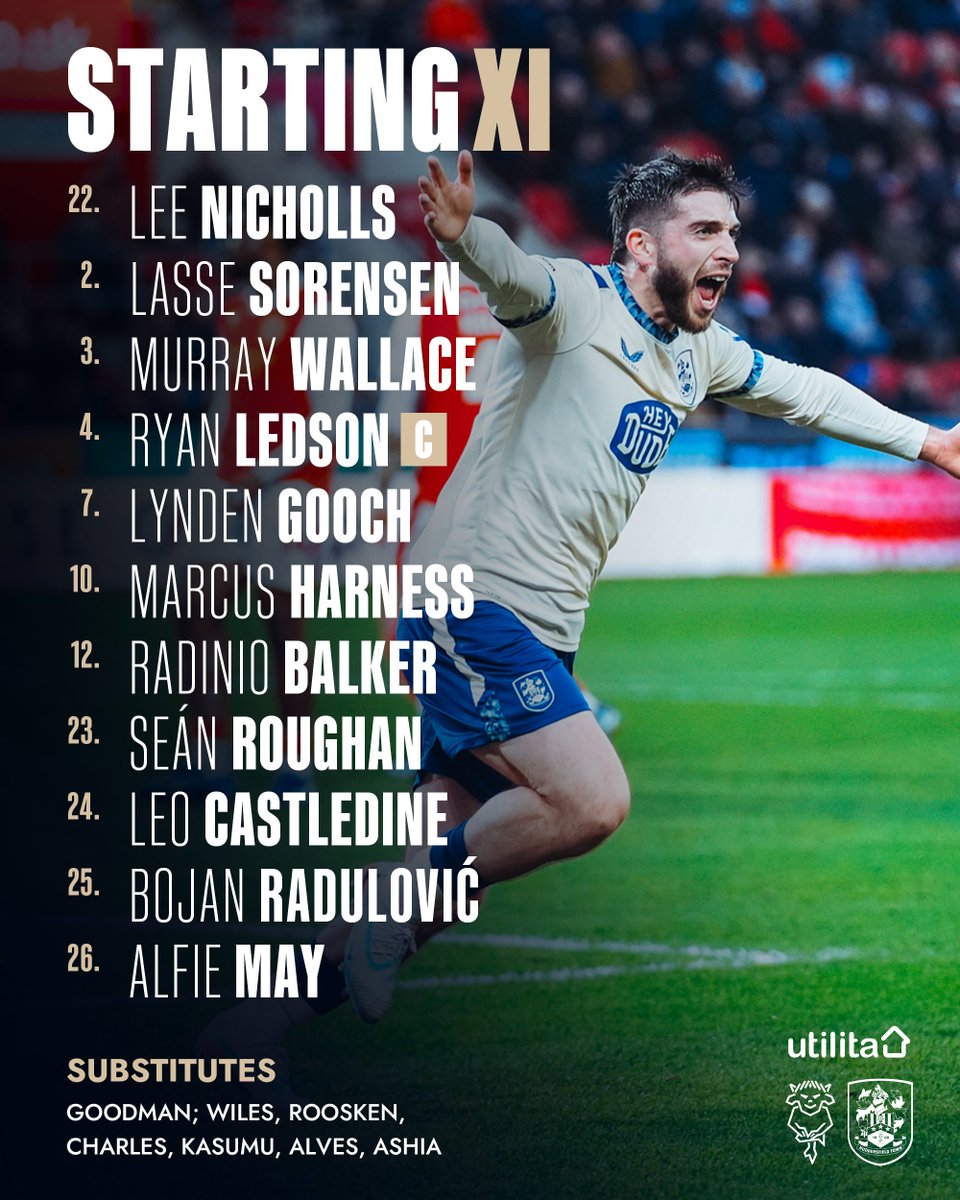 𝐓𝐄𝐀𝐌 𝐍𝐄𝐖𝐒 🗞️

Here is how your Terriers line-up for the first time in 2026 ⤵️

<a href="/UtilitaFootball/">Utilita Football</a> | #htafc