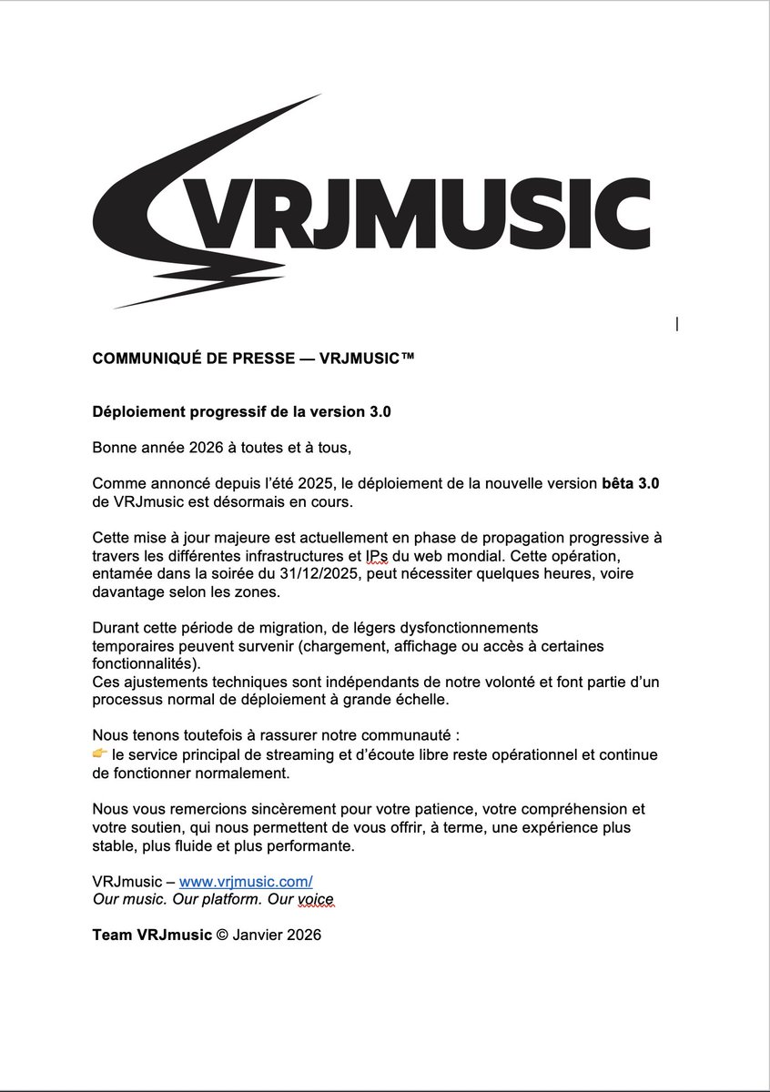 We are upgrading our services, so please bear with us. 
Apologies for any inconvenience caused. 

#ANewEra #VRJMUSIC - vrjmusic.com