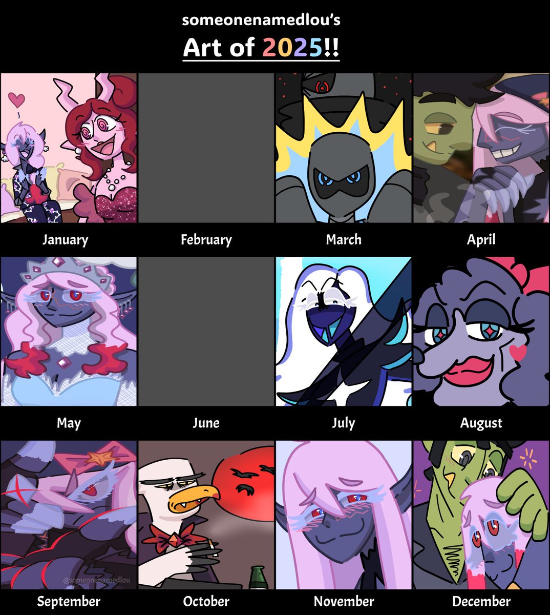 Art of 2025! Lots of Duwain art this year, haha. He's fun to draw. :3 These are my fav drawings from 2025.

Hope to make more bangers in 2026. >:)