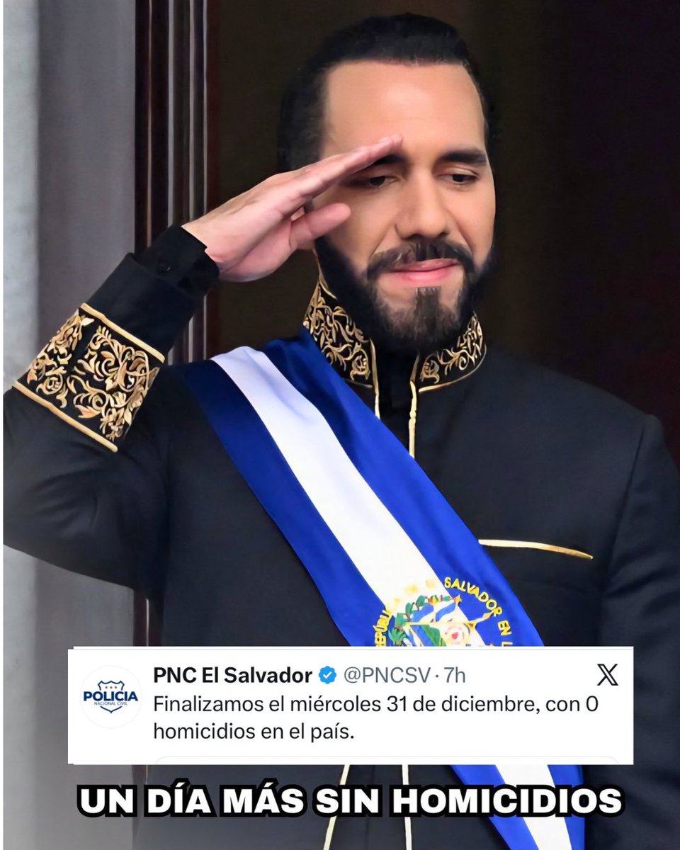 ChrisGuevaraG's tweet image. El Salvador cierra el 31 de diciembre de 2025 con cero homicidios.
Gracias a Dios ahora somos un país que está escribiendo una nueva historia.  💙🇸🇻