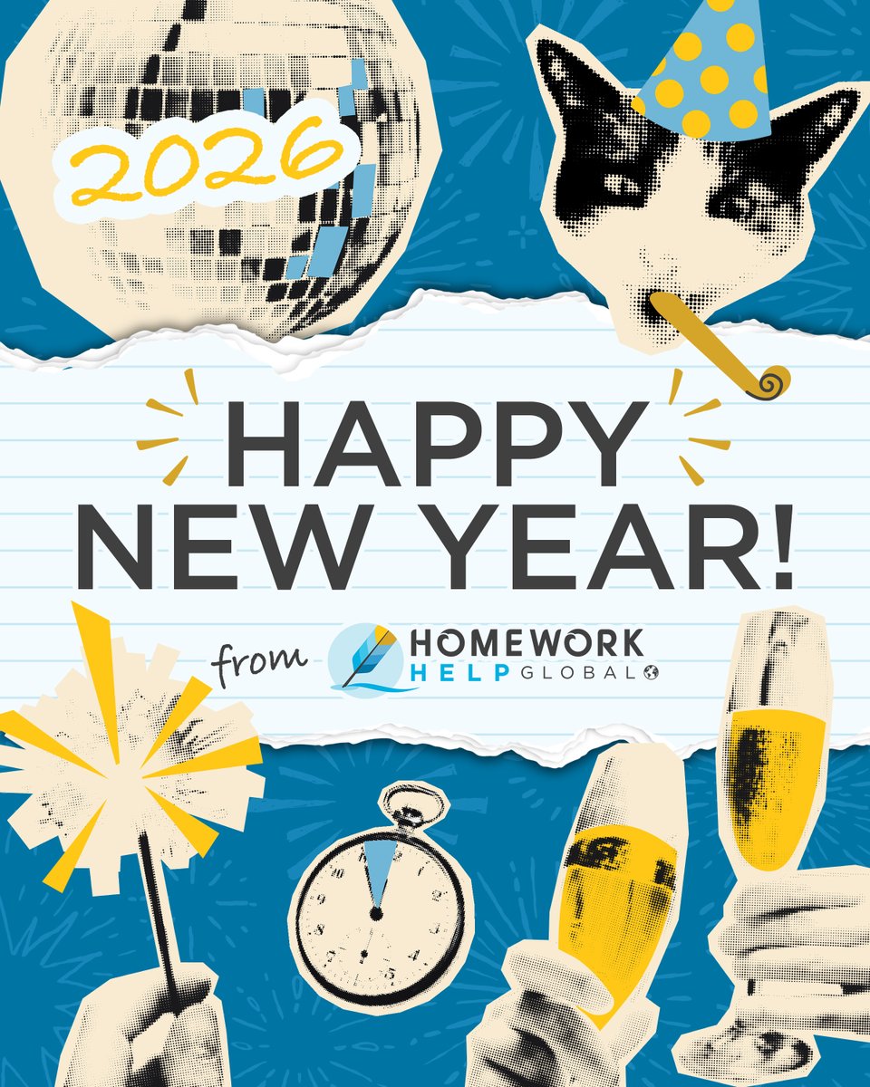 HomeworkHelpInc's tweet photo. New year, fresh goals, and bigger wins ahead. As the clock resets, we’re ready to keep supporting students with clearer thinking, stronger results, and confidence every step of the way. 🎉

Here’s to learning smarter, aiming higher, and making 2026 your best year yet. 📚 https://t.co/iqOX50HA4n