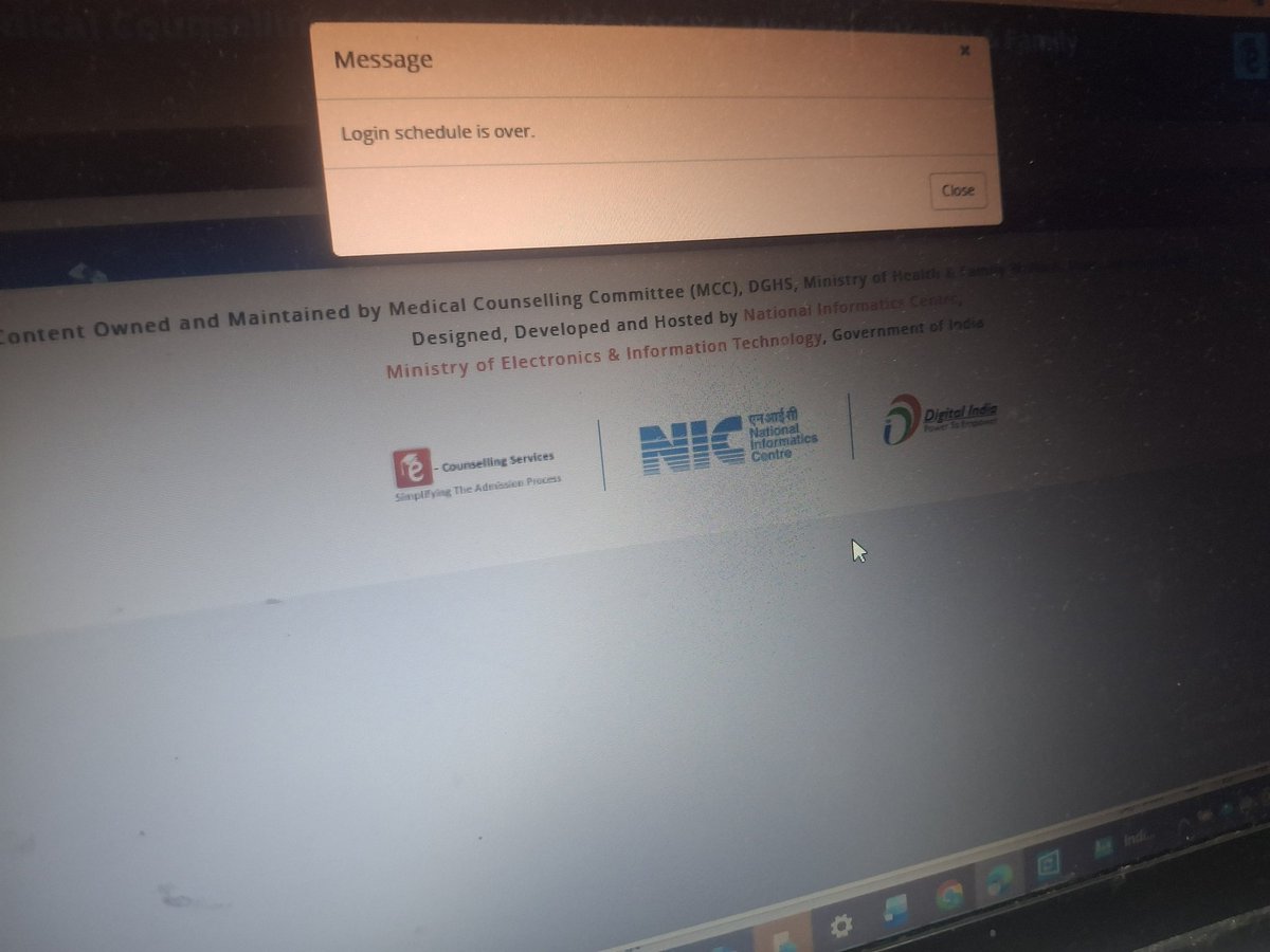 DalBati_Churma's tweet photo. Whether anyone getting this message  on their screen (see image)? Whether #neetpgcounselling2025 over? @MoHFW_INDIA https://t.co/jN5mSGq9U0