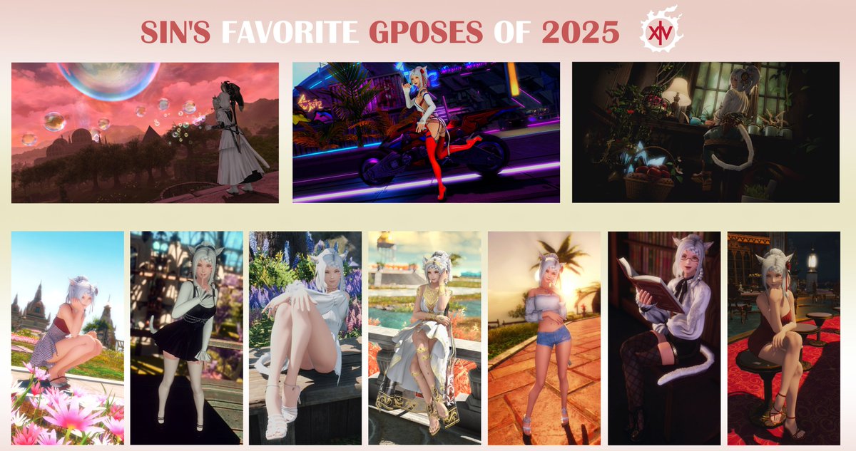 Sin_4000's tweet photo. Because i love photo montages, here are 3 about my Gposes from 2025 :D

1st is about solo pictures =)

#FFXIV #FF14 #FF14SS
#ffxivsnaps https://t.co/4SI31D1YR0