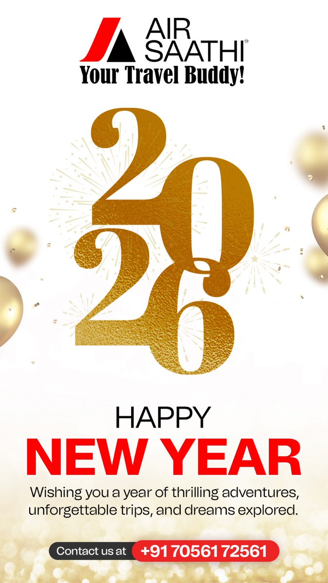AirSaathi's tweet photo. Happy New Year Everyone! #NewYear2026 https://t.co/ygrfM2ruMu