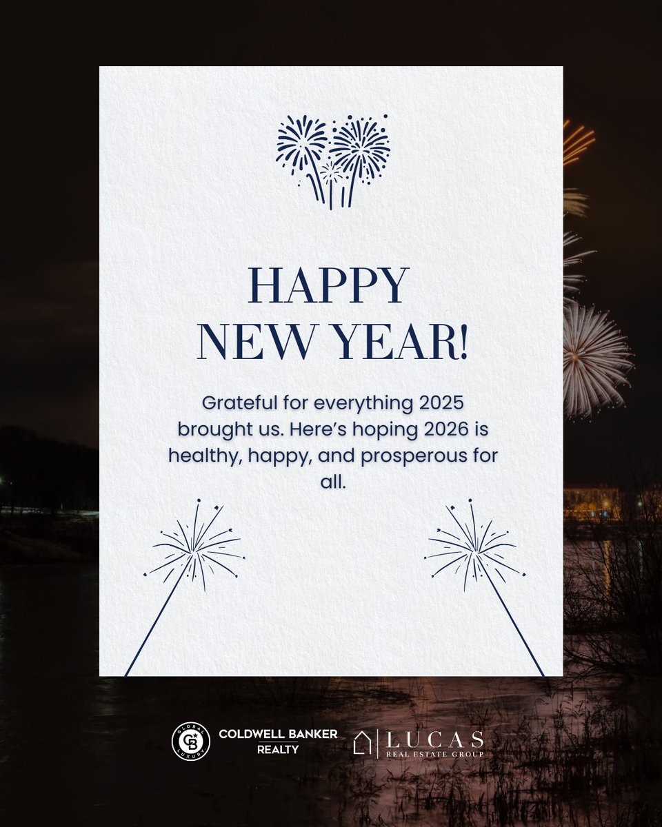 LucasEstates's tweet photo. Grateful for everything 2025 brought us, the people we worked with, the trust we were given, and the lessons along the way. 

We’re heading into 2026 feeling thankful, and excited for what’s ahead. 

#NewYear #LucasRealEstate #LucasRealEstateGroup #ColdwellBankerGlobalLuxury https://t.co/xta9EBPU8r