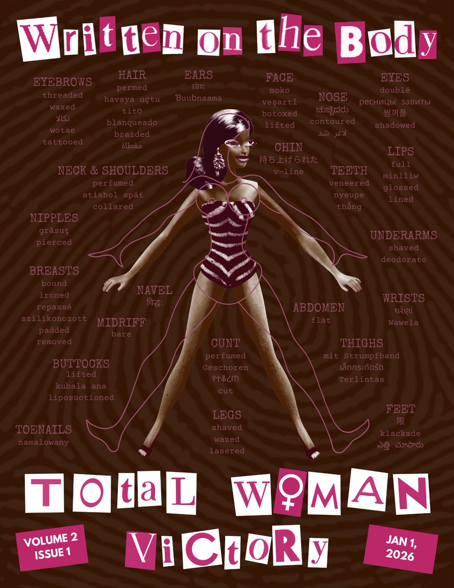 TWVnewsletter's tweet image. Total Woman Victory Volume 2 Issue 1: Written on the Body is OUT NOW! 🔗 below!

“Written on the Body” is Part 1 of two issues exploring the female body as a historical forefront of feminist analysis. Politicizing the body as a site of oppression, exploitation, and abuse has…