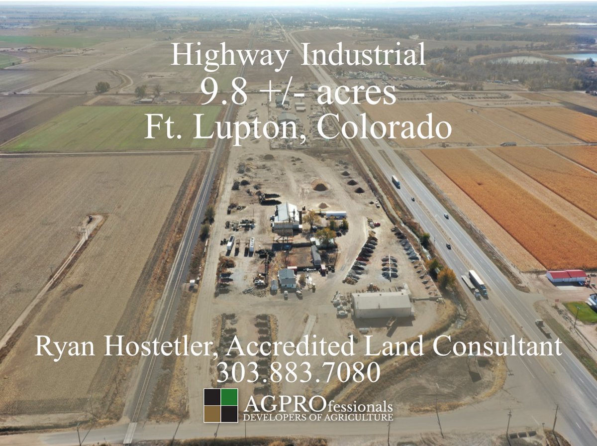 🏭 Industrial property in Fort Lupton, CO! 9.8± acres w/ Hwy 85 access, 60-ton scales, woodchipper, trailer tipper, truck parking ($600/mo), &amp; lease income on 1.6 acres. $2.25M. Contact Ryan Hostetler 📞 303-883-7080 👉 agprosrealestate.com/property-searc…
#IndustrialProperty #ColoradoCRE