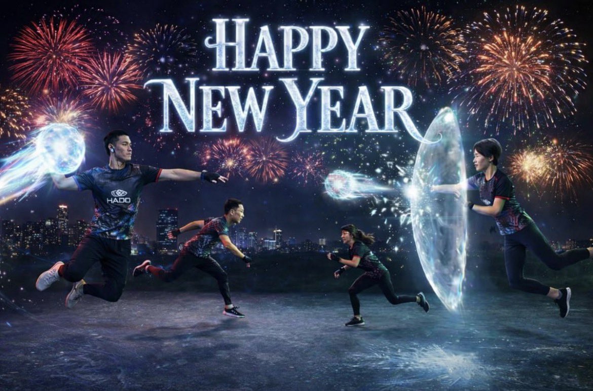 Happy New Year 2026!
In 2026, HADO will advance to the next stage.
Transcending ages, and athletic experience, we will move forward to a "next-gen experience" where people connect more deeply with each other.

#HADO #hadolondon #technosports 
#NextGenerationSports #AI 
#ARsports