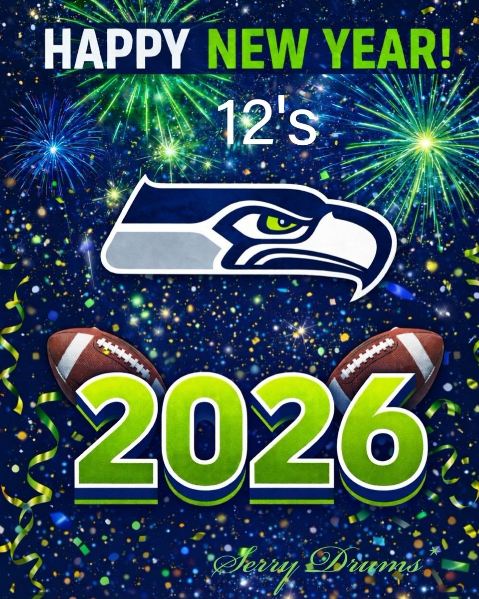 🎆 𝐇𝐀𝐏𝐏𝐘 𝐍𝐄𝐖 𝐘𝐄𝐀𝐑 12'𝐬 🎆 🥂

Thank you so much for all support! 

𝑮𝒐 𝑯𝒂𝒘𝒌𝒔!! 💙💚🦅🦅🏈

#happynewyear2026 #12s 

#SeattleSeahawks #seahawksfan #Seahawks #seahawksfootball #SeahawksNation