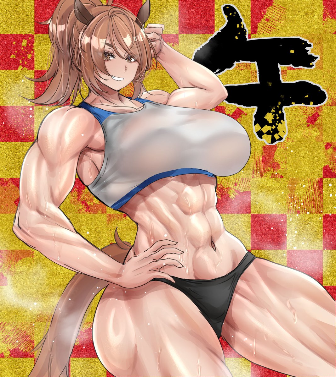 こういう感じの年賀絵でTLが埋め尽くされると思ってたのですが全然見かけないので自分で描きました 