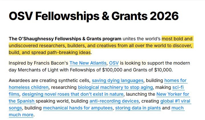 opportunitiesfy's tweet photo. 🚀 Applications open: O’Shaughnessy Fellowships &amp; Grants 2026 — $100K equity-free, fully remote, open worldwide for builders, researchers &amp; creatives. Deadline: 30 Apr 2026 👉 https://t.co/9DcEacGzyd

#OShaughnessyFellowship #GlobalFellowships #FullyFunded #EquityFreeFunding https://t.co/RfkgkKz1em