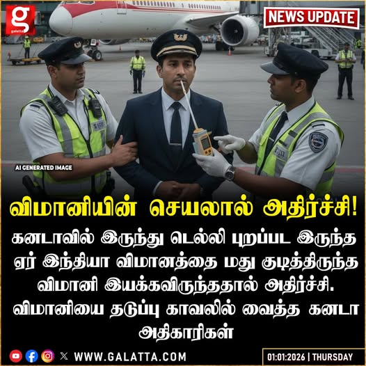 galattadotcom's tweet photo. நிதானத்தில் இல்லாத விமானியால் பயணிகள் அதிர்ச்சி!
#AirIndia #Fligh #Pilot #canada #detained https://t.co/iVI05UucSI
