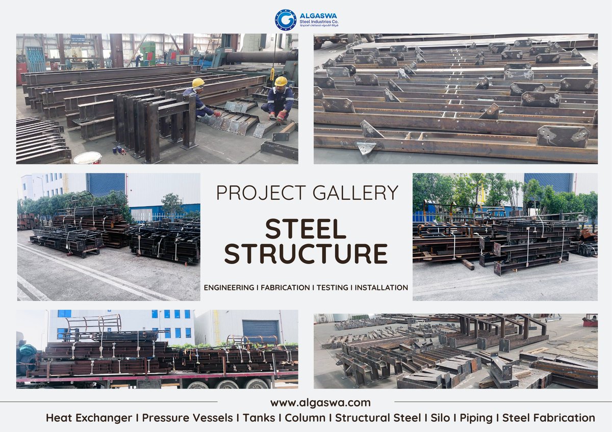 GaswaAl's tweet photo. At Al Gaswa, we provide fabrication services for heavy, medium, and light steel structures, aligned with industry standards and client expectations. https://t.co/vYxtBOE7yv https://t.co/ycZCprc4sC