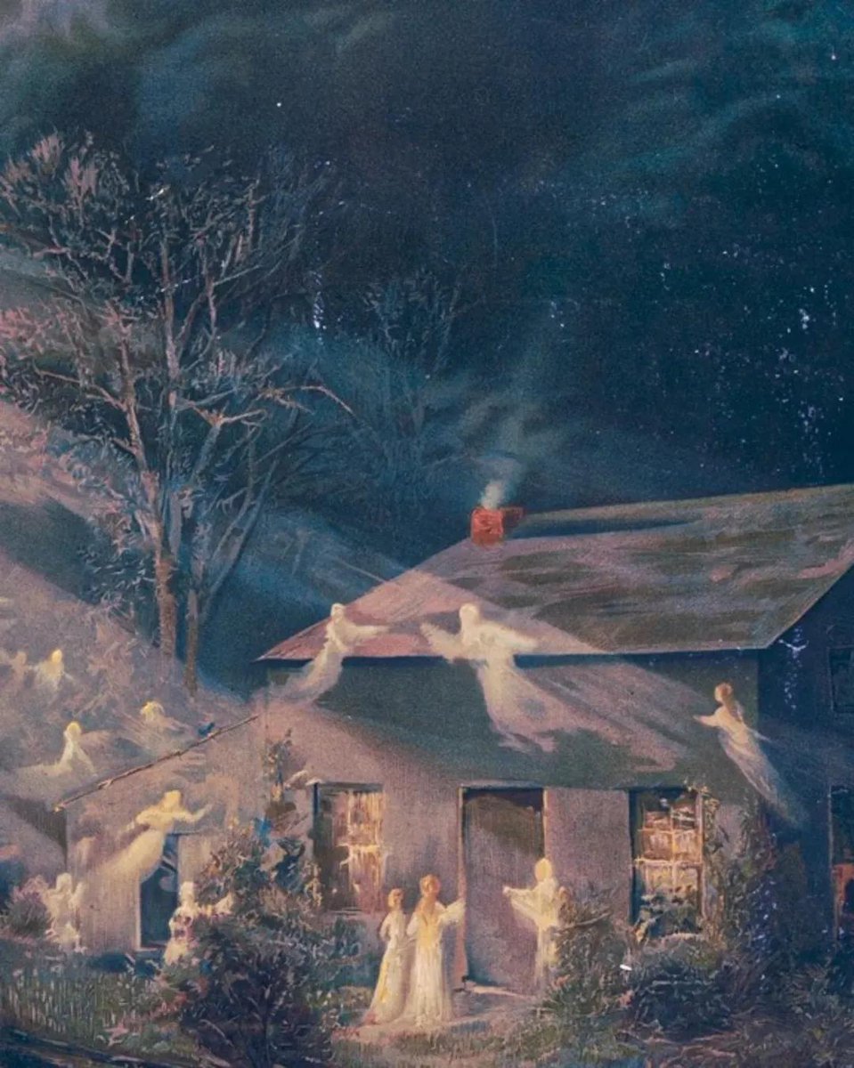 Cabine com acesso fantasmagórico (1887). Por Krebs Lith. Co, (Americano, séculos XIX/XX). Óleo sobre tela.