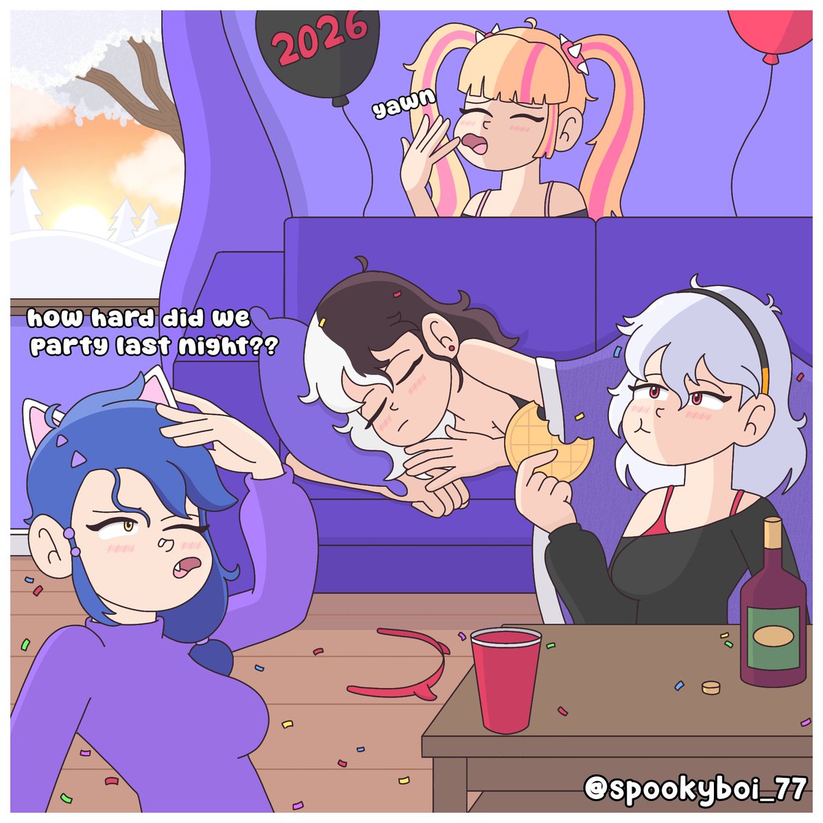 spookyboi_77's tweet image. Its New Year's Day, and the cuties partied all night long 🥳🎉🎉

#FortniteArt #Lexa #Erisa #LennoxRose #oc #ocart #Fortnite #フォートナイトイラスト