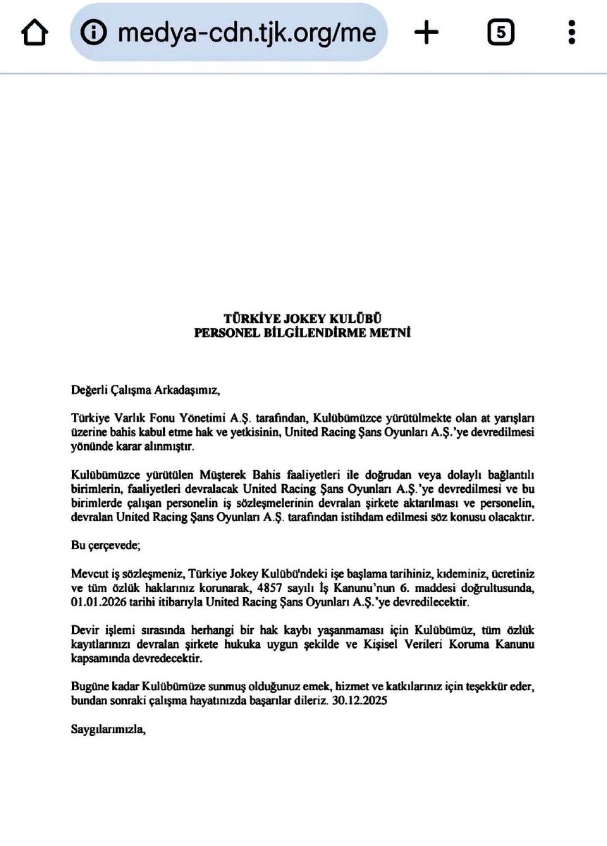 Türkiye Jokey Kulübü ismini hiç duydunuz mu?

Millet bakın, bakın ne olmuş❓

“Milyonluk Şirkete Milyarlık Bahis Yetkisi!" vermişler❗️

Memleketin göz bebeği koca Türkiye Jokey Kulübü (TJK), 75 yıllık geleneği ve koskoca bahis yetkisini, 30 Aralık akşamı yani yılın bitmesine