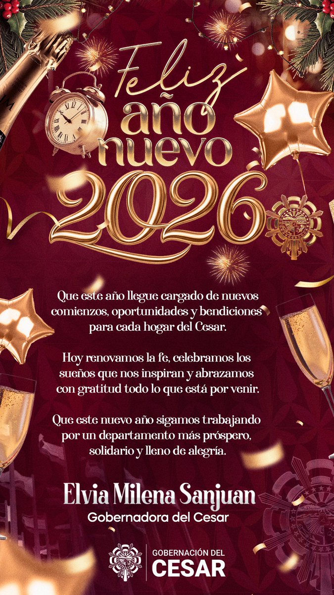 GobdelCesar's tweet photo. ¡Feliz Año Nuevo!

En este 2026 nuestra marcha seguirá imparable. https://t.co/VvnddRmK87