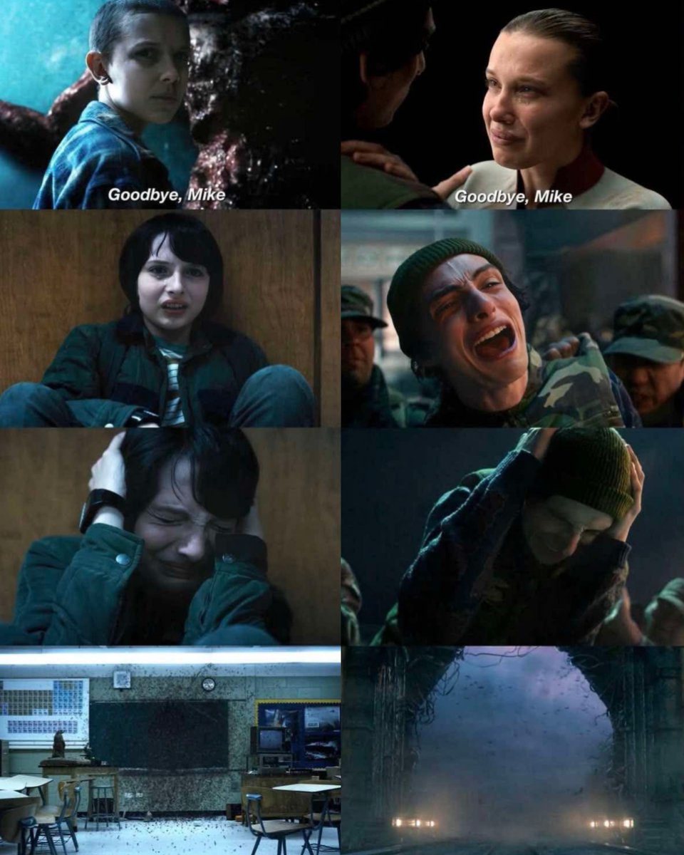 TheCineprism's tweet image. "Goodbye, Mike." 💔

S1E8 "The Upside Down" 
S5E8 "The Rightside Up"