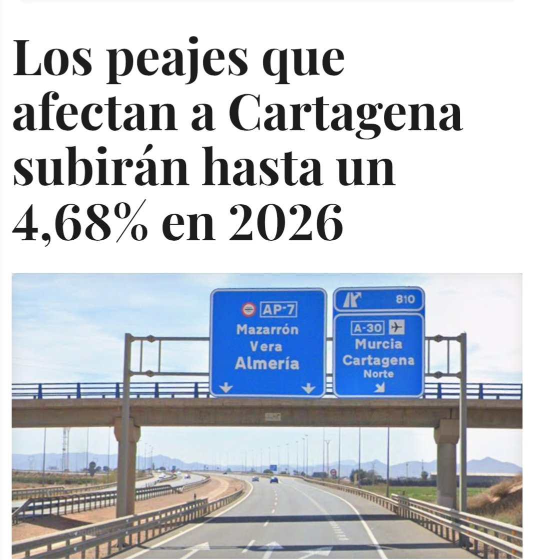 Gracias a los políticos responsables d q en Cartagena tengamos q pagar por ir a Alicante o a Andalucía si no queremos dar un rodeo. Tan culpable el gobierno Nacional (responsable) como el autónomico, que no lucha por solucionarlo.