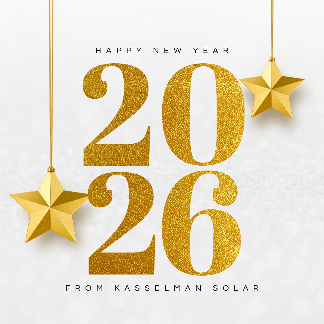 Happy New Year from Kasselman Solar! 🎉 ☀️ 

In 2026, trade unpredictable bills for solar savings - and add a battery to keep the lights on when the grid doesn't. Ready to make energy independence your New Year's Resolution? 

#KasselmanSolar #NewYearsResolution #GoSolar2026