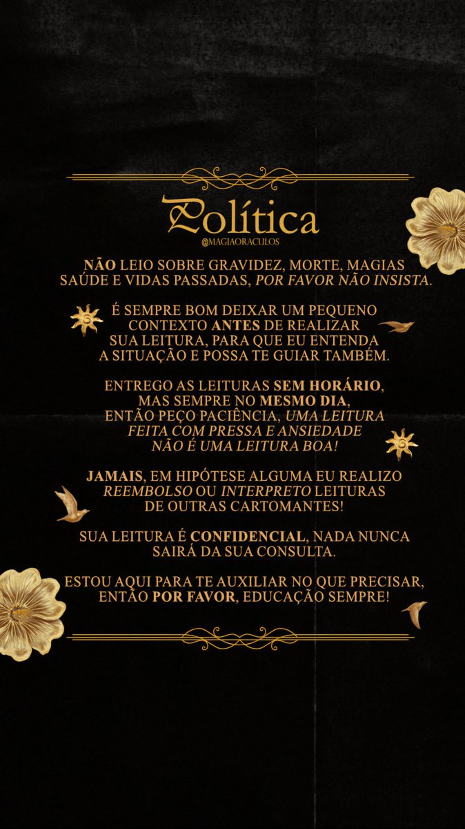 magiaoraculos's tweet photo. Será um prazer te atender! Abaixo estão meus serviços e política de atendimento, se sinta a vontade🤍 https://t.co/VKKjp1l9Cz