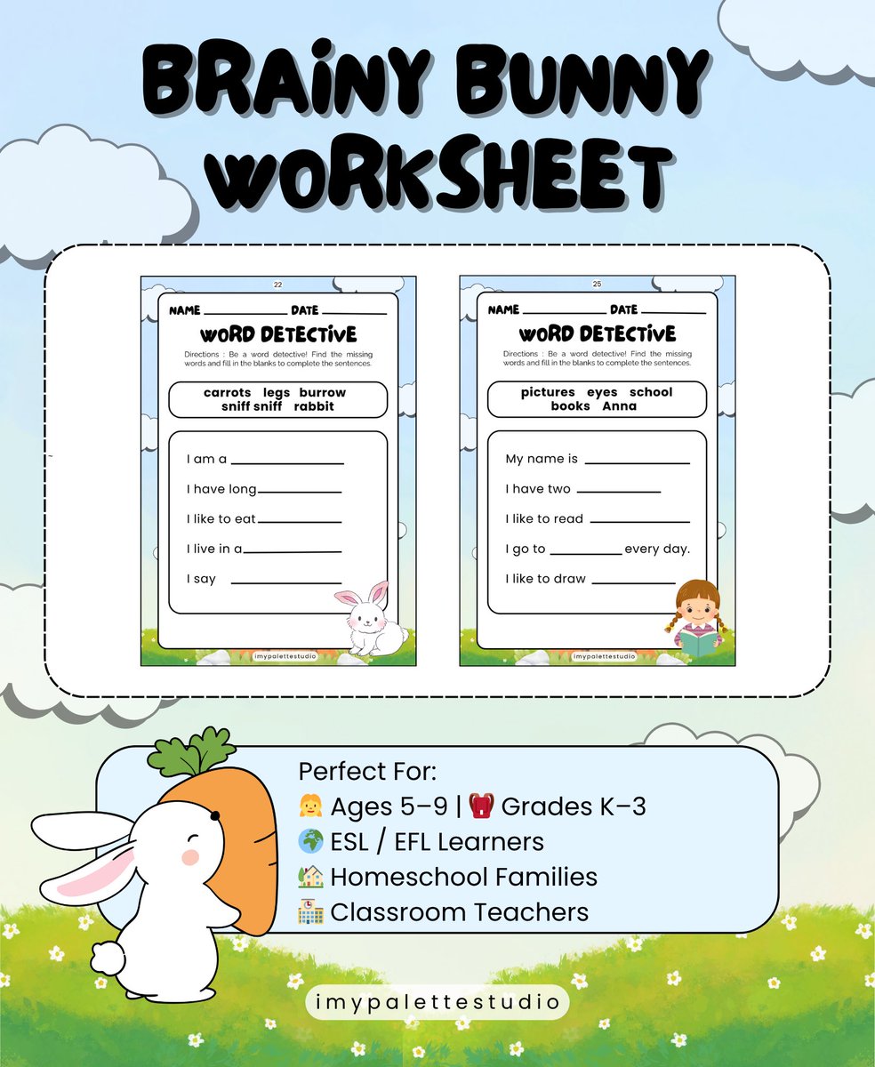 imypalettex's tweet photo. 🐇Designed to boost comprehension without pressure Grades K–3✨

DOWNLOAD YOUR COPY ON TPT
🔗 https://t.co/iX5MfCz9ll

#TPT #imypalettestudio #lowstresslearning #readingcomprehension #K3classroom #teacherfavorite #printablelearning https://t.co/OCQhu4HYrg