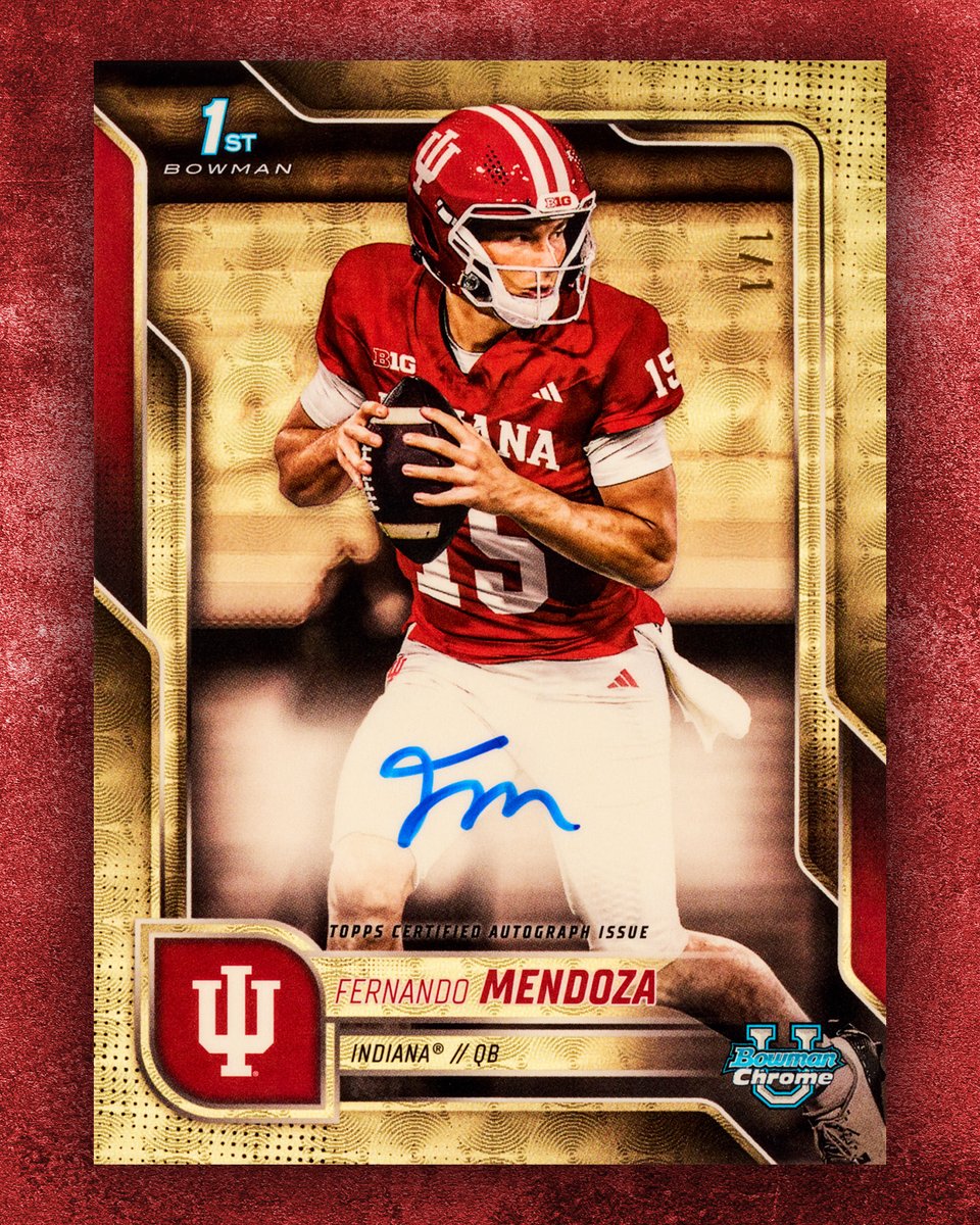 TOPPS １ST Bowman Fernando Mendoza reunited with his 1-of-1 1st Bowman Superfractor
