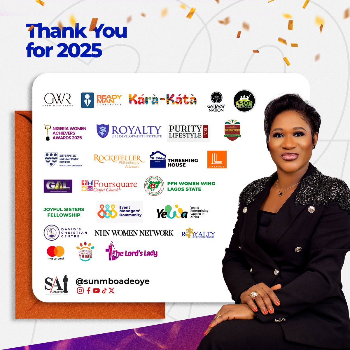 I am deeply grateful for
🙏 God’s faithfulness,
🙏 The indwelling of the Holy Spirit,
🙏 My incredible family and support system.

I am also grateful for every organization, pastor, leader, and visionary who recommended me. May God magnify you in the sight of many.