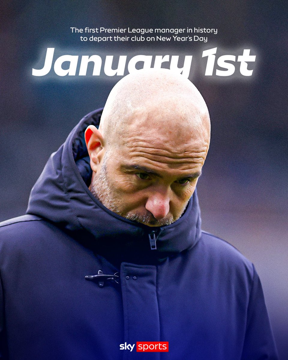 SkySportsPL's tweet image. The first time in Premier League history that a manager has left his job on New Year's Day 🗓️