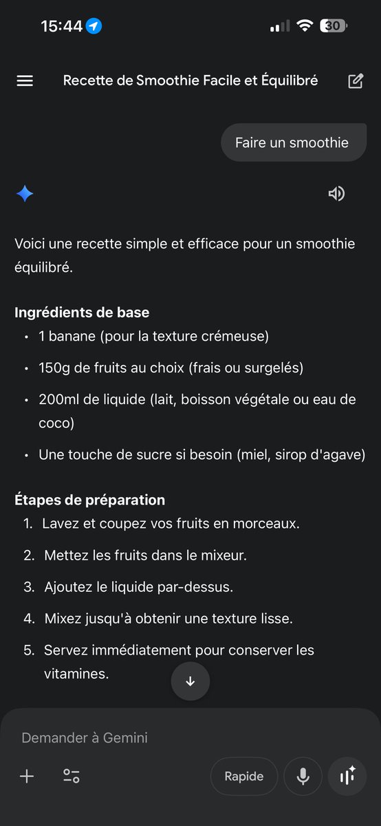 ismaDinter2's tweet image. Regardez la difference d’intelligence entre Chat GPT et Gemini. 

Je vous jure que j’en peux plus de GPT, je voulais juste faire un smoothie