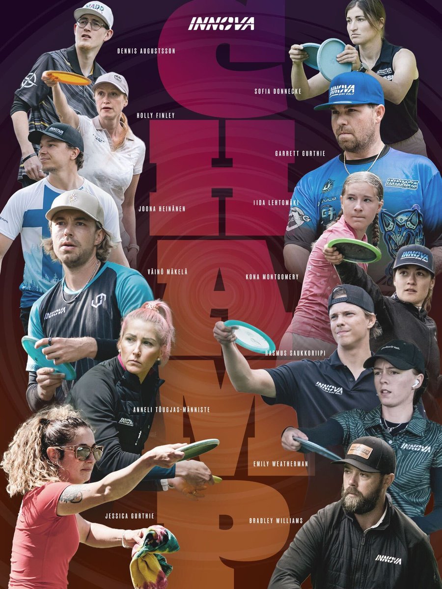 InnovaDiscs's tweet photo. A year of World Titles. Multiple Majors. Unforgettable moments. And the next one is just getting started. 🔥
Introducing Team Innova 2026! 🥏🏆
Full Team Roster and story: https://t.co/Ml3aNMdY5S
#TeamInnova #discgolf #innovadiscs 

📸 @DiscGolfProTour https://t.co/j8IXM3B18i