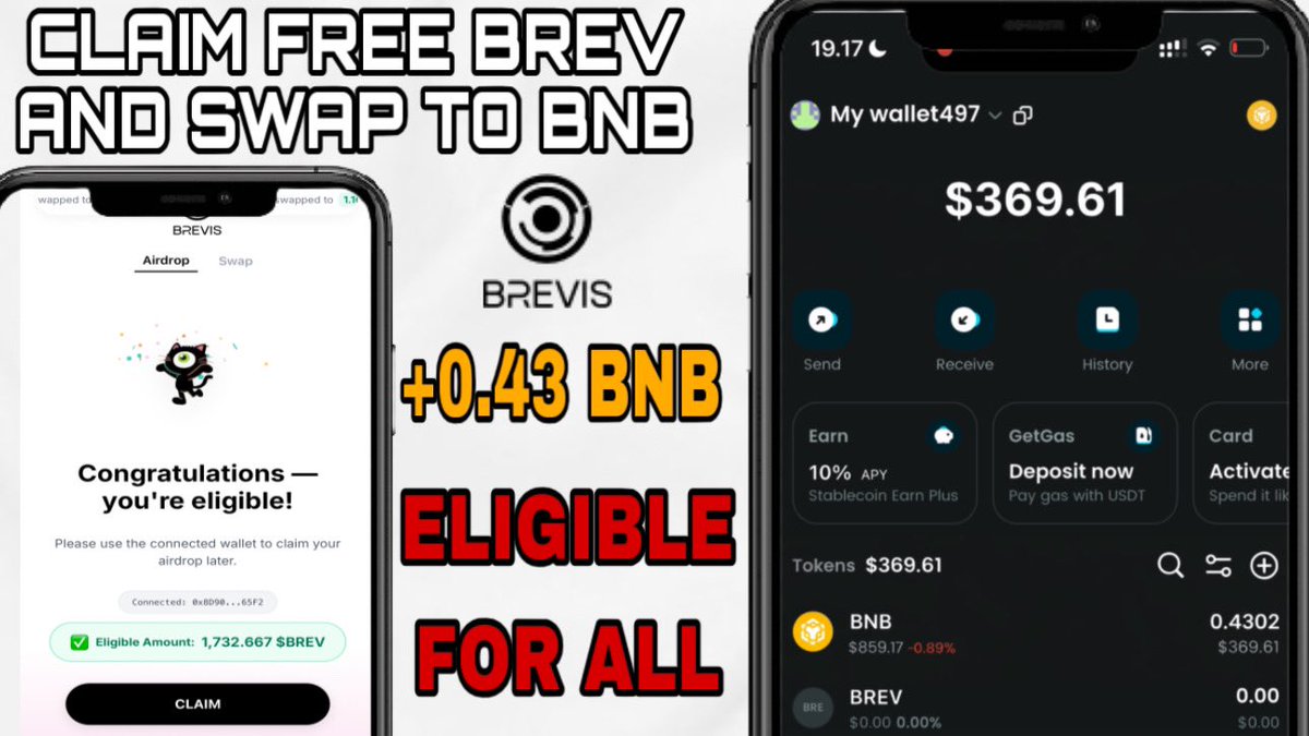 CapybaraBase's tweet image. 🚀INSTANLY AIRDROP
CLAIM AIRDROP FOR ALL USERS✅

🔗 CLAIM LINK: brev.quest

1️⃣ Copy Link and paste in your Dapps Browser ( eg. OKX WALLET, BITGET WALLET or Bowser Extension
2️⃣ Connect Your Wallet and Change BNB NETWORK
3️⃣ Claim Your Airdrop
4️⃣Done You receive $BREV