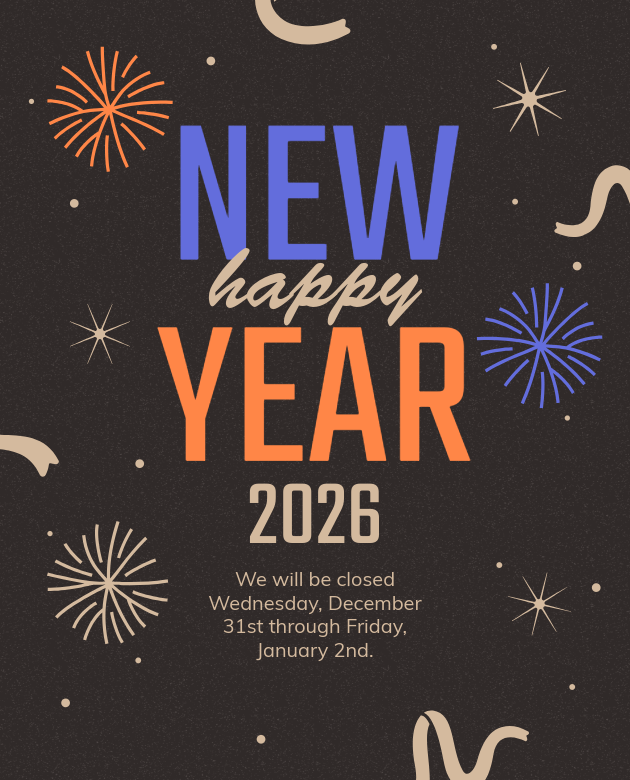 Cheers to a fresh start!

2026 is here 🎉! Wishing you joy and success in the new year. Please note, we’re closed Dec 31 - Jan 2. Let’s make this year unforgettable together!

#HappyNewYear2026 #NewBeginnings #CelebrateLife
