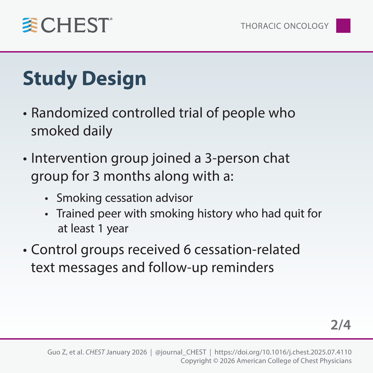 accpchest's tweet image. INSIDE LOOK 👀 Read from the upcoming issue (January 8): Is mobile-based behavioral support provided by ex-smoking peers effective in promoting smoking cessation among community people who smoke?

Read more: hubs.la/Q03Z51R00
#MedEd #JournalCHEST #SmokingCessation