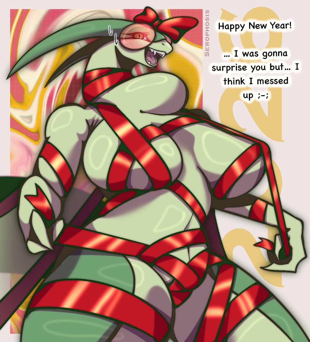 serophosis's tweet image. Happy New Year wishes from the lovely Flygon lady ✨️🎇

#Flygon #Pokemon