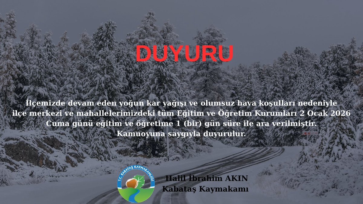 Kabataş Kaymakamlığından Duyuru