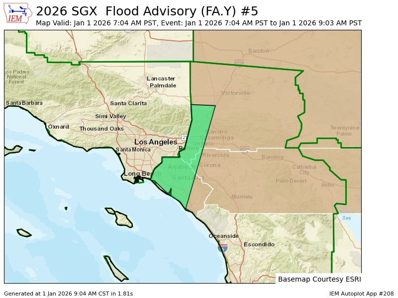 iembot_sgx's tweet photo. SGX issues Flood Advisory for Orange, Riverside, San Bernardino [CA] till Jan 1, 9:03 AM PST https://t.co/QNdoMaffSH https://t.co/sjFM7MRiak