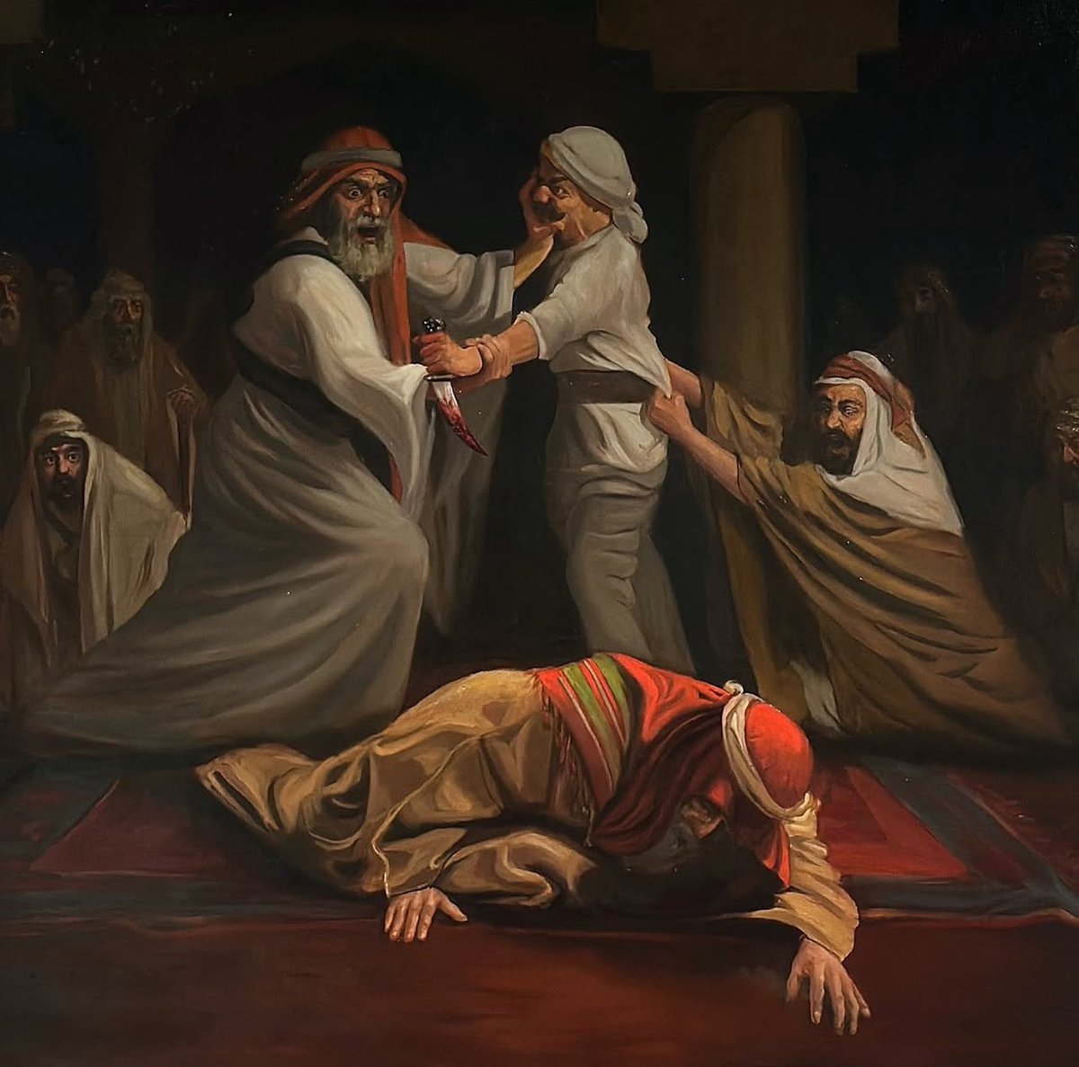 3rab_vision's tweet image. The Assassination of Imam Abdulaziz bin Muhammad bin Saud, Saleh AlQarni, oil, 2025.