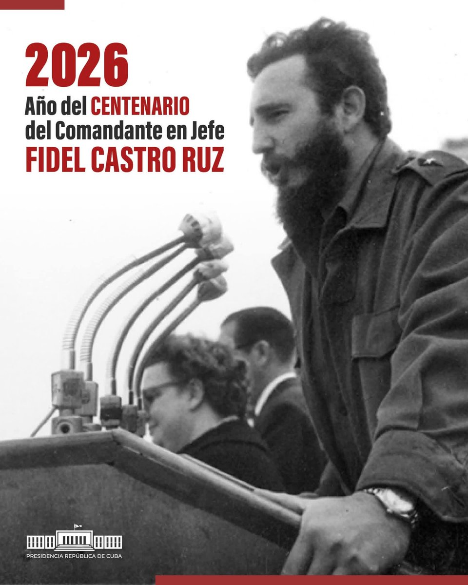 MinfarC's tweet photo. @DiazCanelB ¡Que el 2026, Año del Centenario del Comandante en Jefe #Fidel Castro Ruz, nos encuentre peleando y más unidos que nunca!

¡Viva la Revolución Cubana!

#67AñosEnRevolución 🇨🇺 https://t.co/ErgMLesN1I